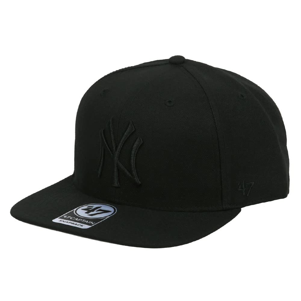 

47 Cap MLB Sure Shot Captain Men s Women s Hat Forty Seven Snapback Major League American League Yankees Solid All Black Black [Item]