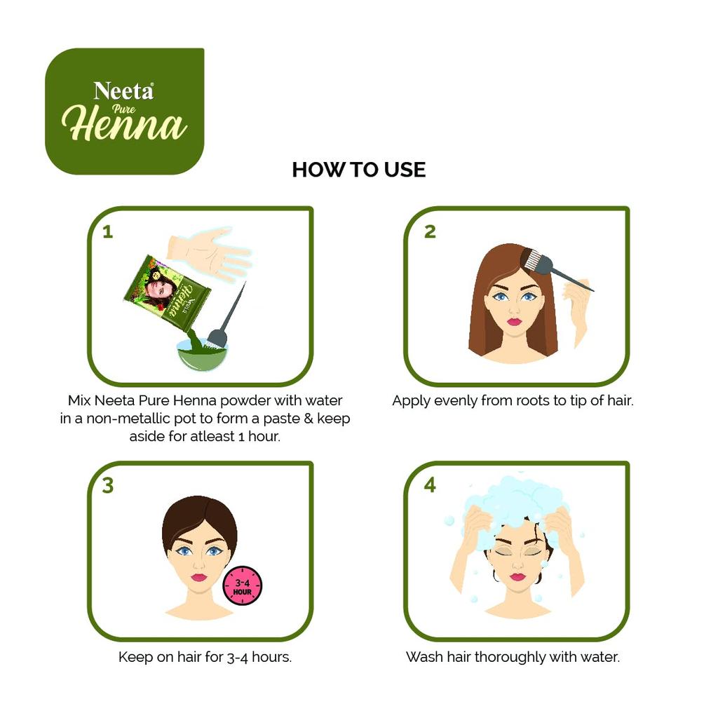 Neeta Pure Henna Powder for Hair with 9 Natural Herbs 50g X Pack of 6 Soft Shiny Natural Hair Color