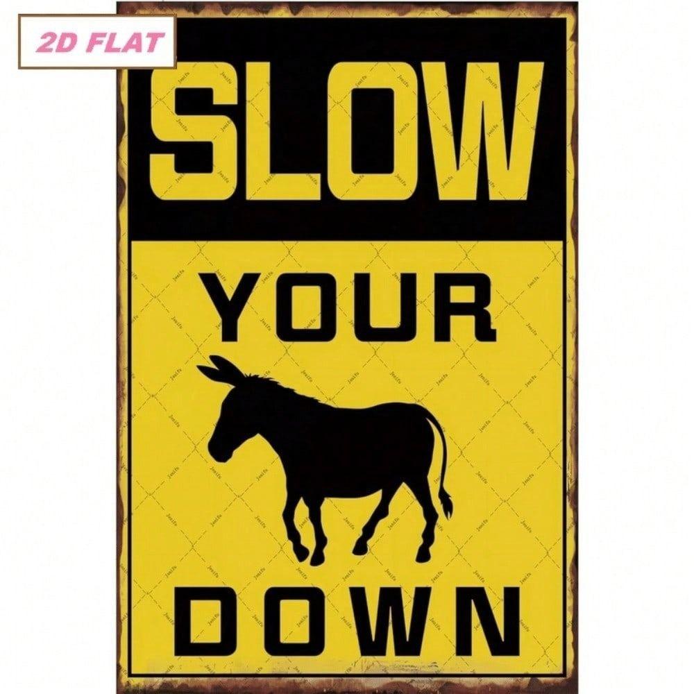 Vintage Metal Wall Art Donkey 30x15 cm Flat Wrought Iron Sign Rustic for Garage Bar Cafe
