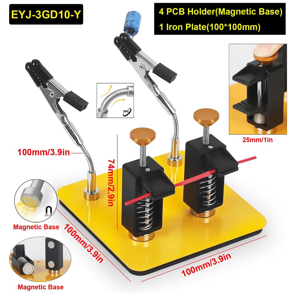 NEWACALOXSoldering Helping Hands Third Hand Tool with Magnetic Base Adjustable Metal Circuit Board Holder for PCB Welding Repair