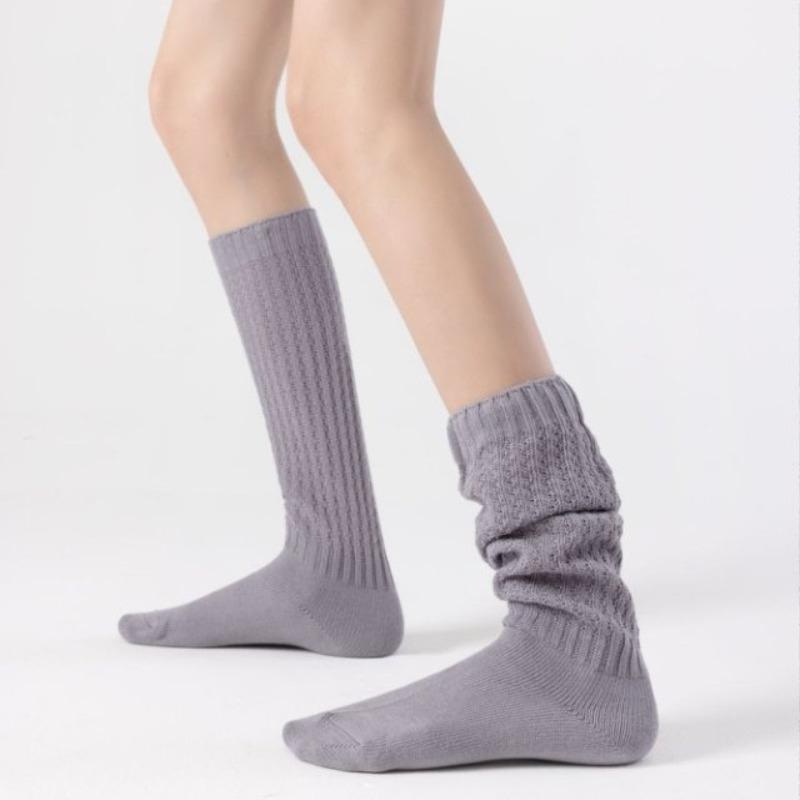 Autumn and Winter Hollowed-out Fishing Net Slimming and Long Calf Women's Socks, Half-leg Mid-calf Socks, Lantern Wide-body Pile Long Socks