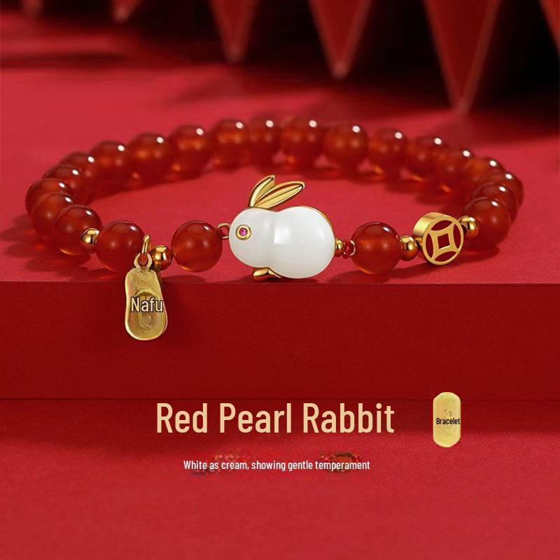 Chinese Jade Rabbit Bracelet - Fresh Literary Fashion for Girlfriend or Bestie's Birthday Gift