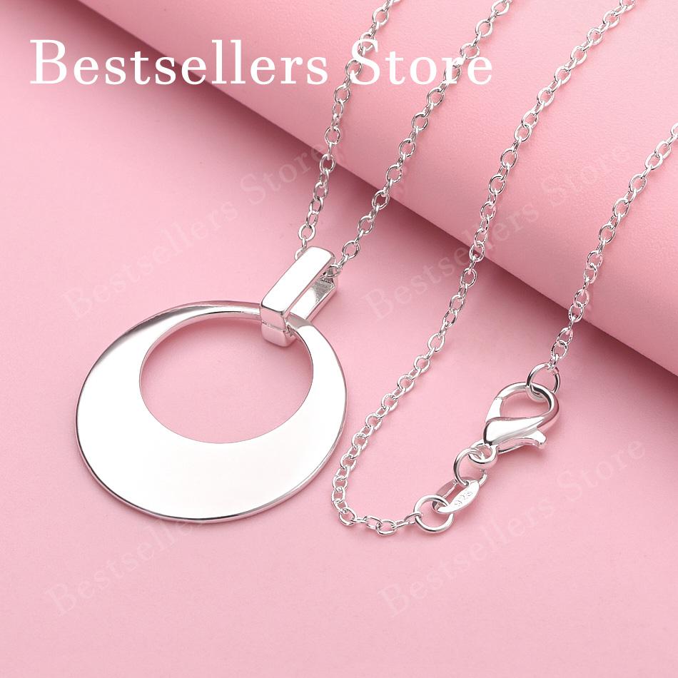 925 sterling silver 16-30 inch exquisite round pendant necklace for women's fashion wedding accessories, jewelry gifts