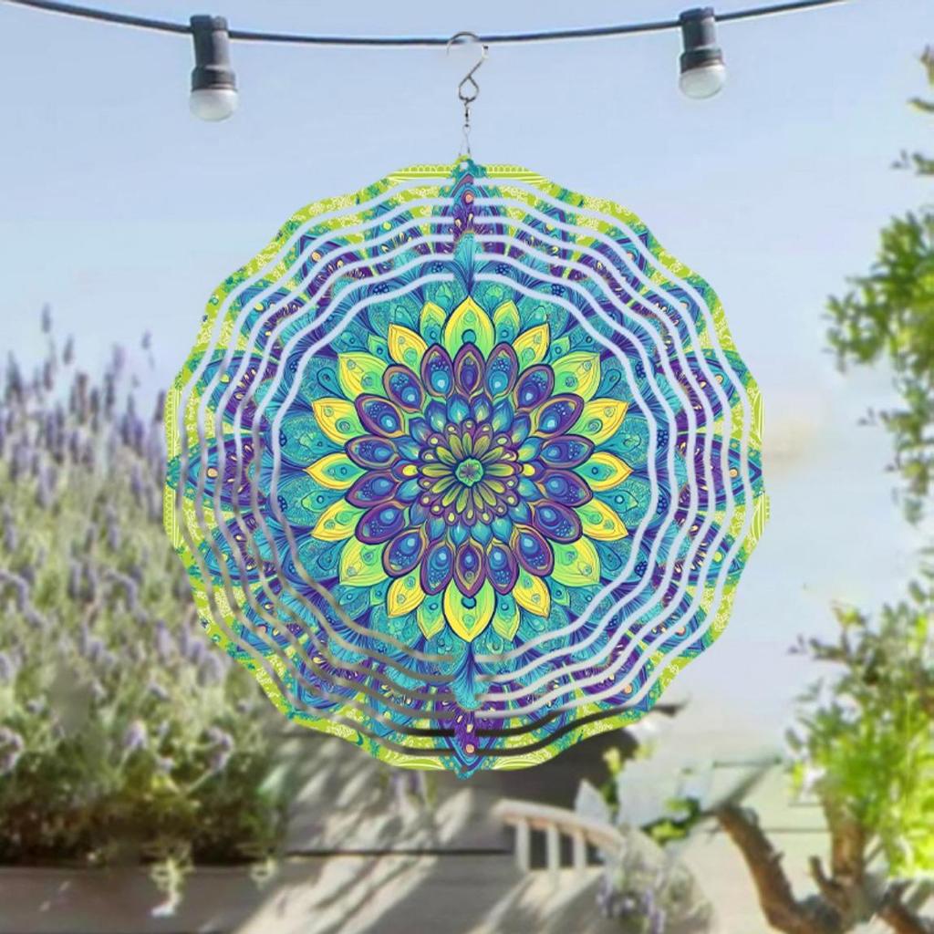 Phoenix Garden Wind Spinner Metal Hanging Decor for Outdoor Spaces Vibrant Mandala Design Rustic Country Style Thanksgiving Christmas