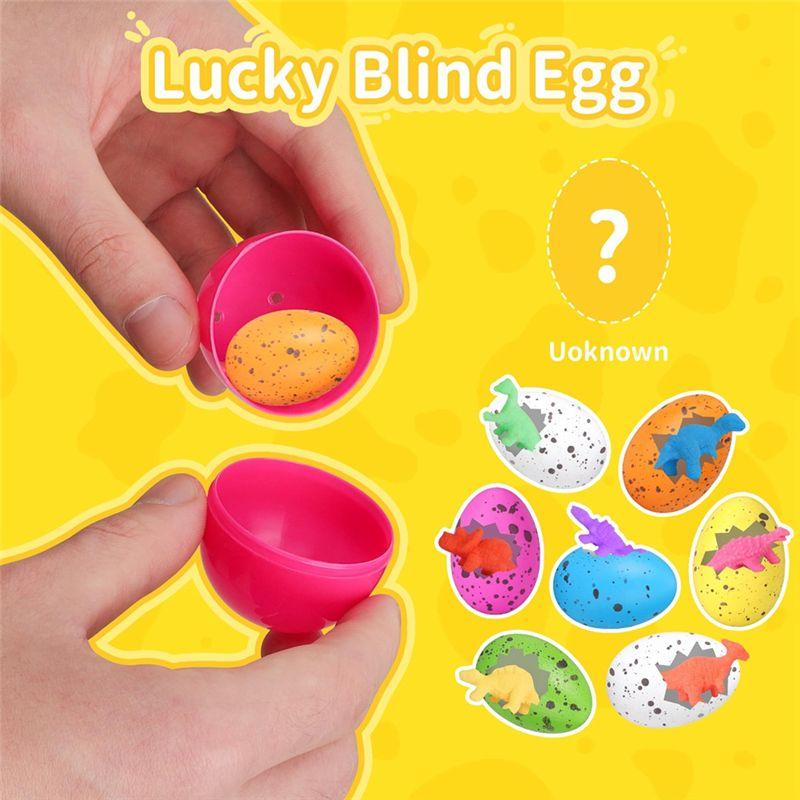 AEE4-Prefilled Easter Eggs With Dinosaur Inside, 24 PCS Easter Basket Stuffers Fillers For Easter Egg Hunt, Toddler
