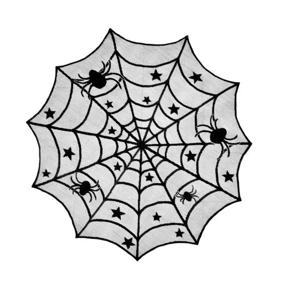Halloween Tischdecke, Schwarze Spitze Spinnennetz Tischabdeckung, Gruselige Gotische Lampenschirm für Halloween Maskerade, Party, Esstisch Dekoration