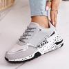 Shoes Large size single shoes women's autumn new platform leopard print lace-up casual sports shoes
