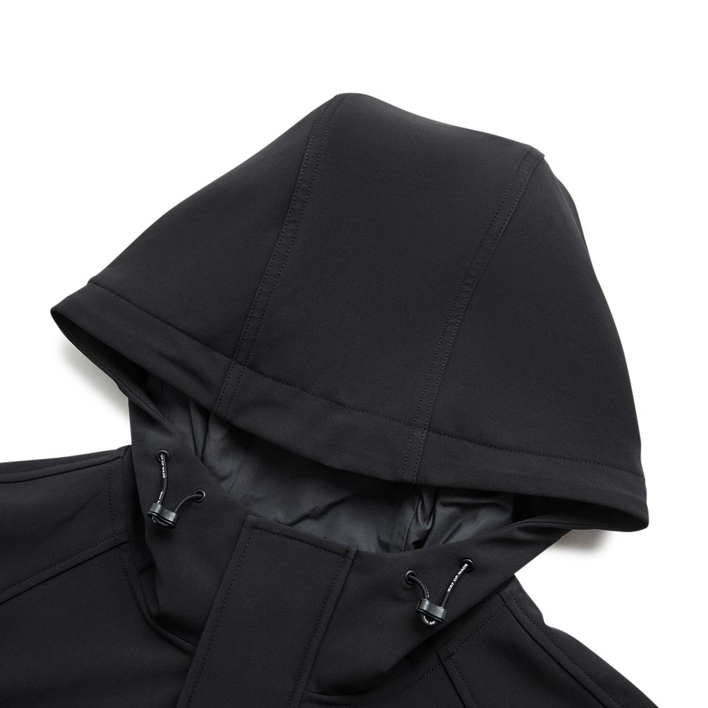 Li Ning Wow Wade Series Water-Resistant Comfortable Casual Hooded Zipper Letter Print Fleece Windbreaker Men Outerwear Black AFDU225-1