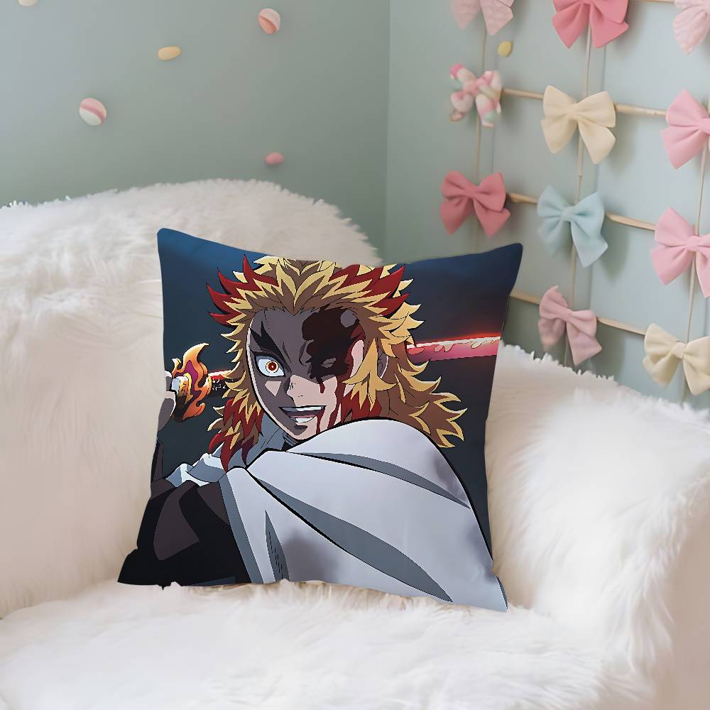 Cool K-Kyoujurou Rengoku Case Plush Fabric Soft Pillowcase Double Sided Print Cushion Cover Household Gifts