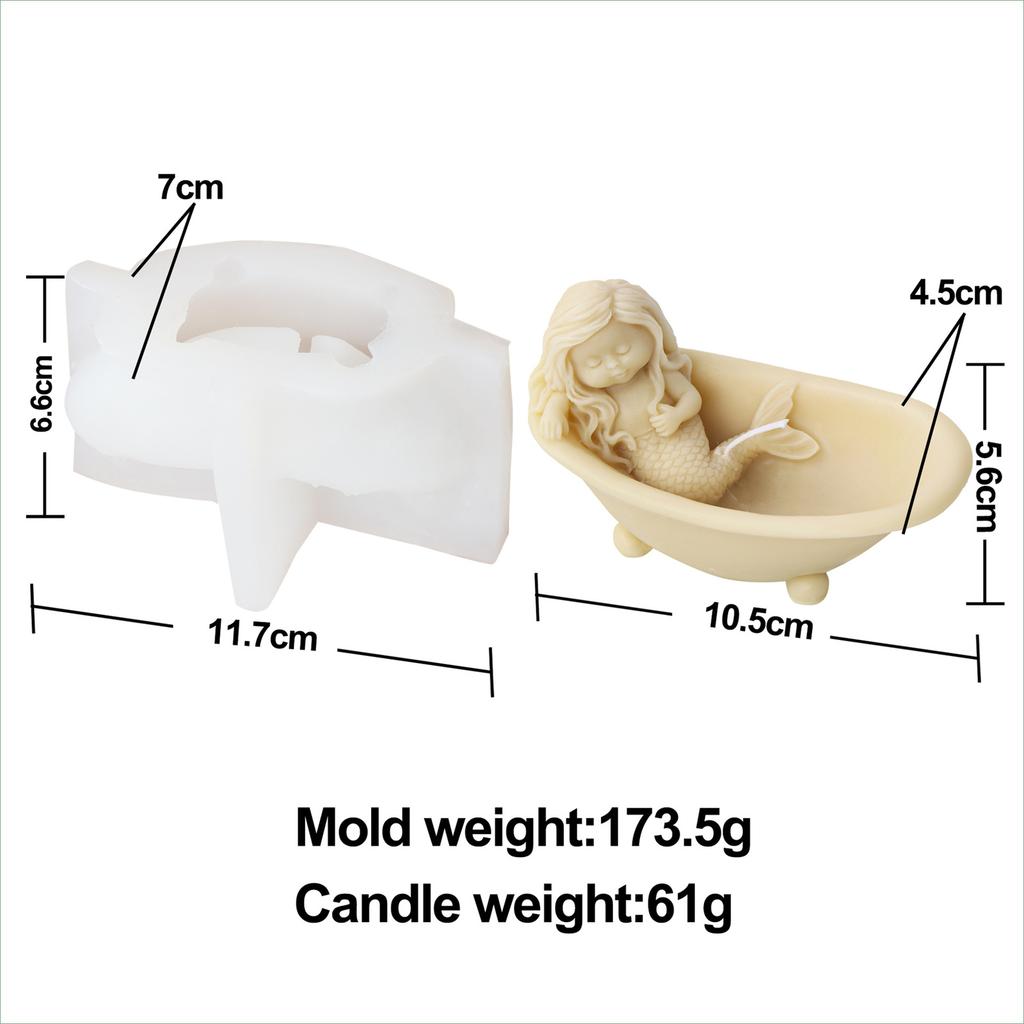 Mermaid Princess Candle Silicone Mold DIY Handmade 3D Ocean Plaster Epoxy Resin Mould Gypsum Molds Desktop Decoration
