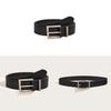 Solid Square Buckle Color Leather Belt Metal Decoration Black Girdle Fashion