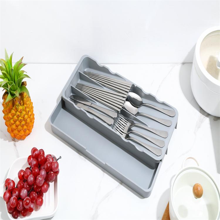 Kitchen Drawer Storage Rack Telescopic Drain Knife Fork Spoon Chopsticks Storage Box Cutlery Divider Storage Rack Organizer