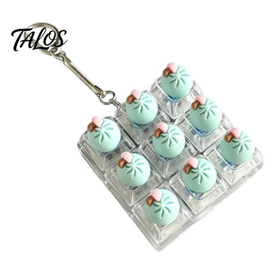 Creative Gifts for Stress Relief Dumpling Keycap Fidget Toy, Soft Squeeze Pendant with Keychain, Light Up Keychains Cute Bun Bag Charm Anxiety