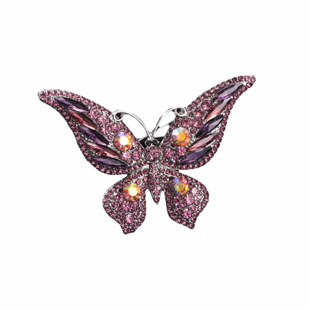 Styl Retro Broszka Motyl Kolorowy Kryształ Wykwintny Wzór Broszka z Diamentami Metalowy Owad Luksusowa Wielokolorowa Broszka Kryształowa