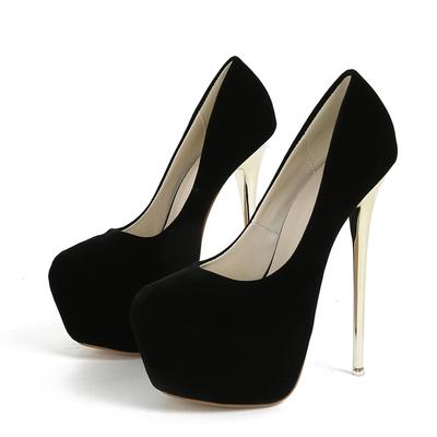 Liyke Primavera Otoño Sexy Metal Super Tacones Altos Plataforma Zapatos de Salón Mujer Rosa Rojo Punta Redonda Tacón de Aguja Zapatos de Boda Banquete Talla 45