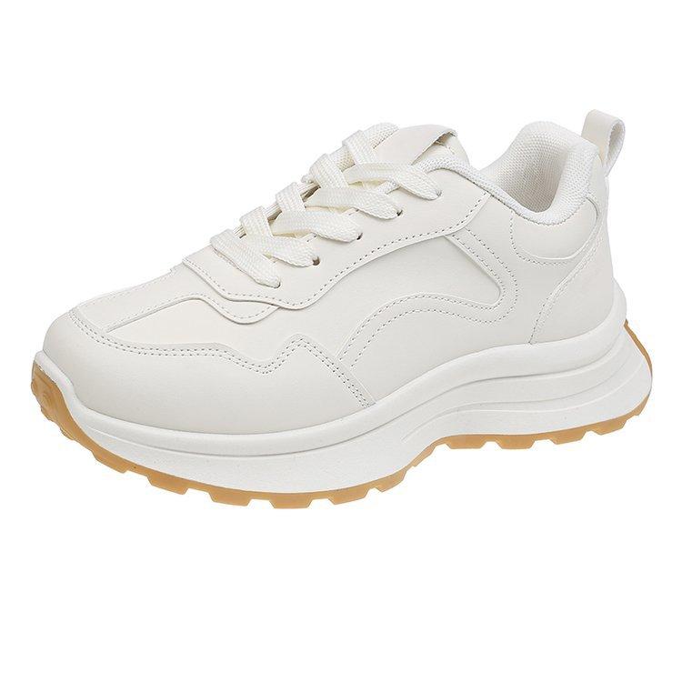

[Youshilai] Leather high-top little white shoes women s 2025 new spring and autumn versatile thick-soled casual running shoes 42