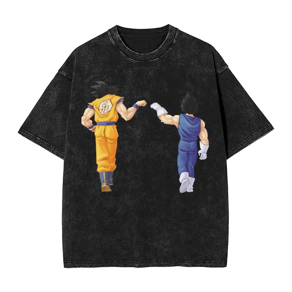No Pain No Gain Saiyan Goku Dragon Ball T Shirts Hip Hop Washed Oversize TShirt Anime Vintage Men Women Tops Streetwear Tees