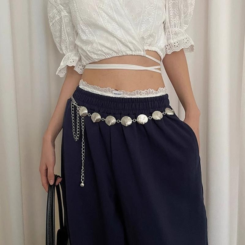 Gothic Waist Belt Stylish Seashells Heart Waist Chain Belt Elaborate Chain Belly Chain for Dress Cowboy Belt Waist Chain
