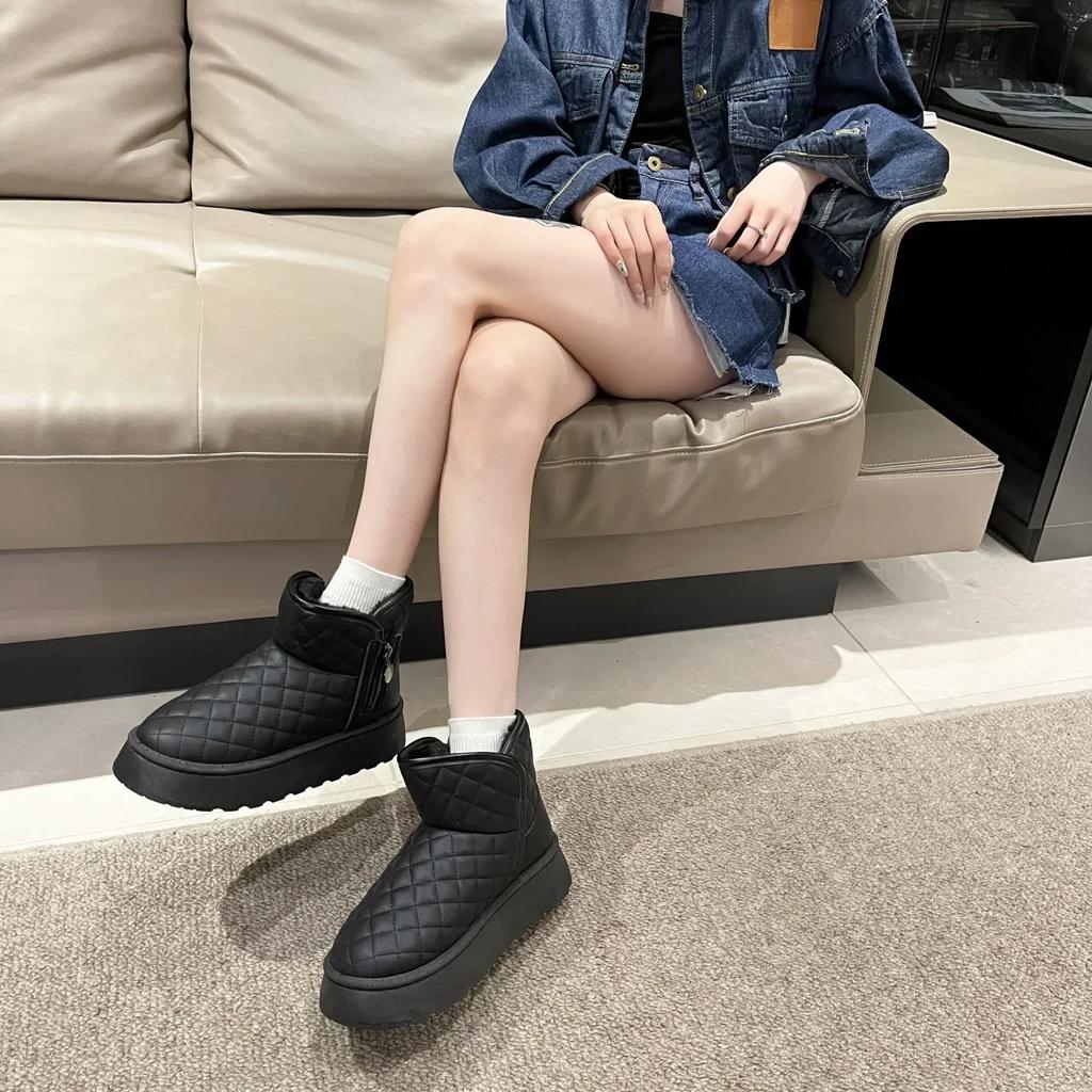 Fashion Plus Warm Booties Shoes for Woman Elegant With Medium Heels Women's Ankle Snow Boots On Promotion Anti Skid Offer Slip Furry Hot