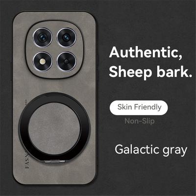 Luxury Sheepskin Magnetic Leather Holder Phone Case For Xiaomi Redmi Note 14 15 Pro Plus 4G 5G Stand Shockproof  Cover Fundas