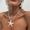 Holiday Style Metal Color Starfish Pendant Necklace Female, Beach Personality Star Thick Rope Necklace