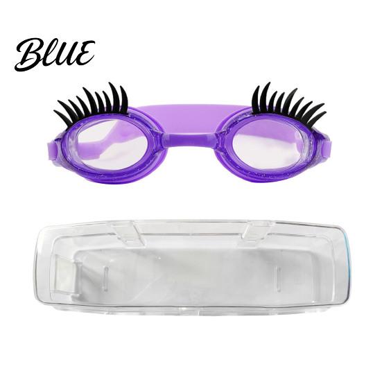 PC Lenses Goggles Kids Swim with Eyelashes Waterproof No Leakage Anti-Fog UV Adjustable Headband Protection Clear Lens Boys Girls Silicone Swimming