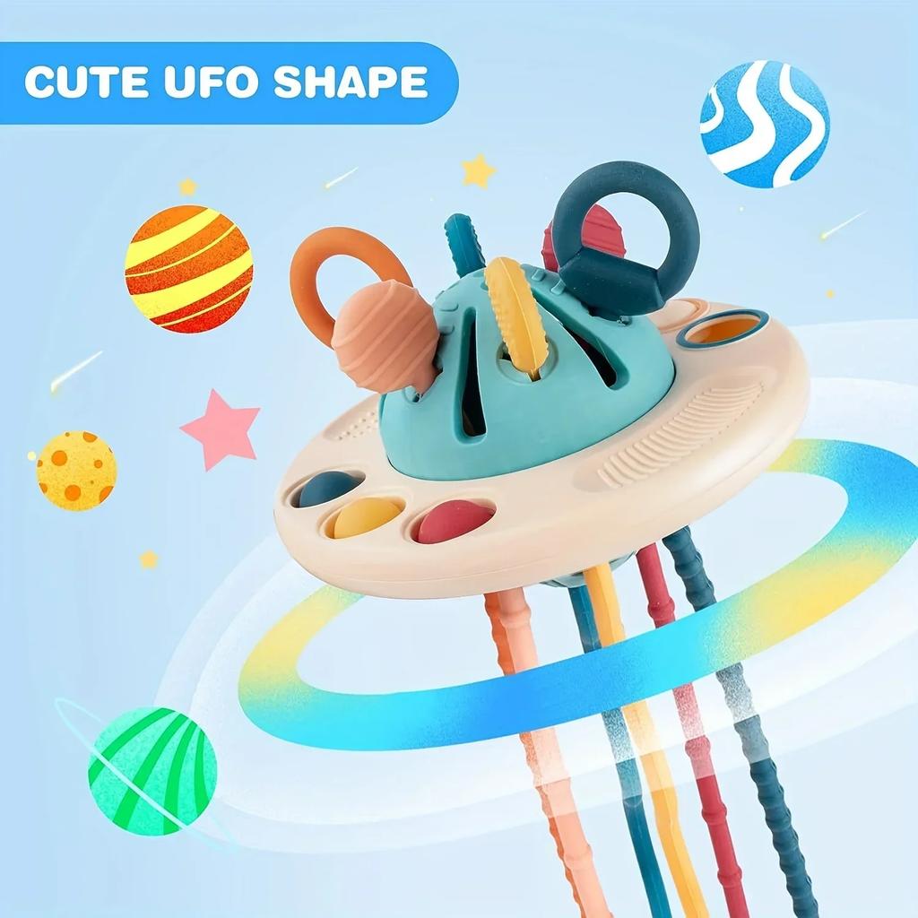 Baby Toys Montessori Silicone Toy Travel Pull String Toy Developing Fine Motor Skill Multi-Sensory Activity Toy Gift