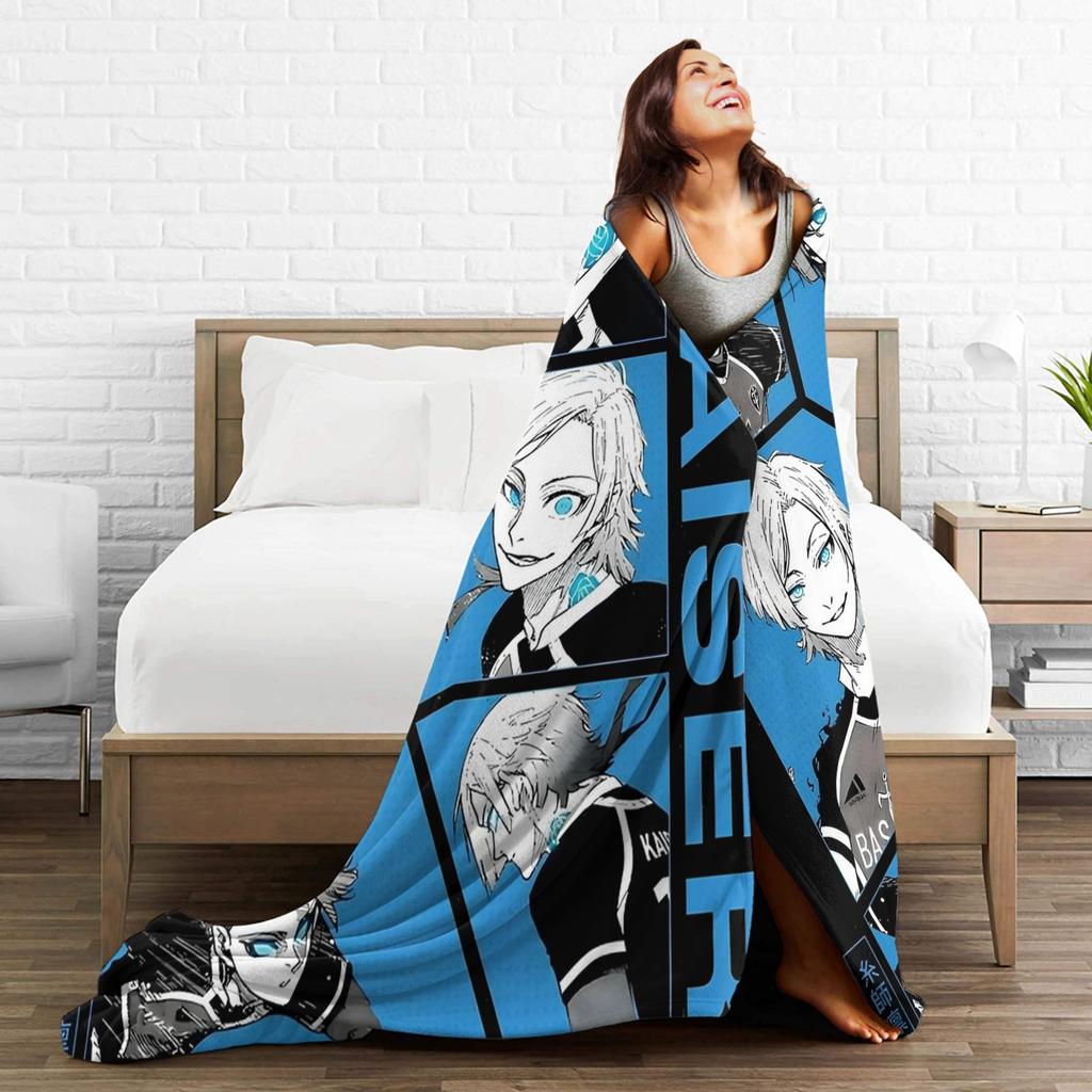 Isagi Yoichi Blue Lock  Blanket Multiple Sizes Soft Fuzzy Plush Manga Throw Blankets for Sofa Couch and Bed