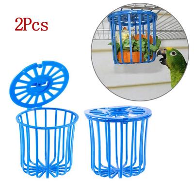Multi-Purpose Cage Hanging Toys Bird Fruit Vegetable Feeder Basket Parrot Feeder Pet Bird Cage Feeder Supplies 2 Pcs