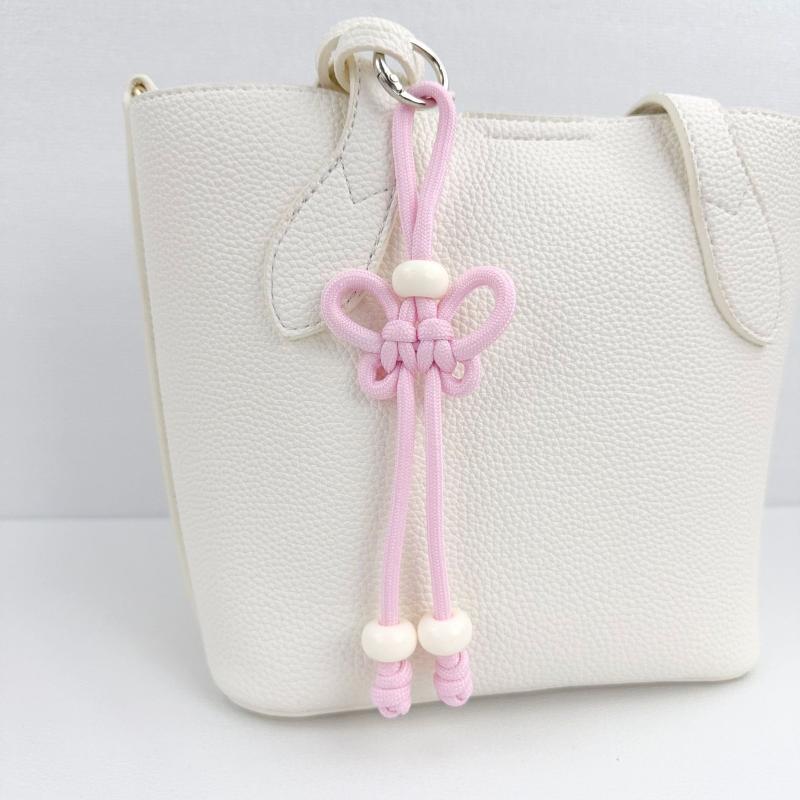 DIY Bag Pendant 1Pcs Handmade Butterfly Braided Rope Keychain Charm for Purse Decoration Customizable Accessory
