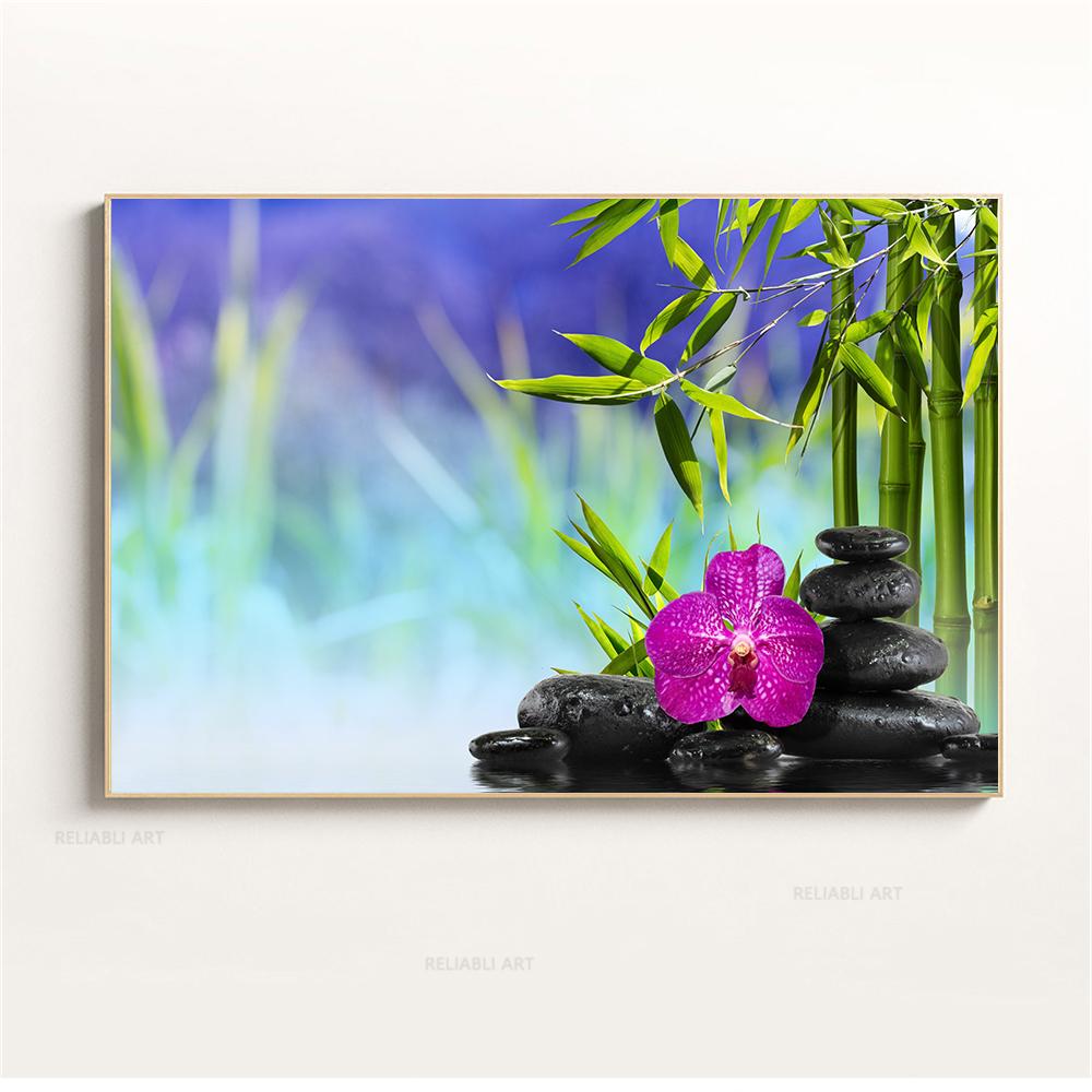 Wandkunst, Wasser, Spa, Steine, Zen, Leinwandmalerei, Kerzen, Orchideenblume, Poster, Wandbilder für Badezimmerdekor, Wohnkultur, Cuadros