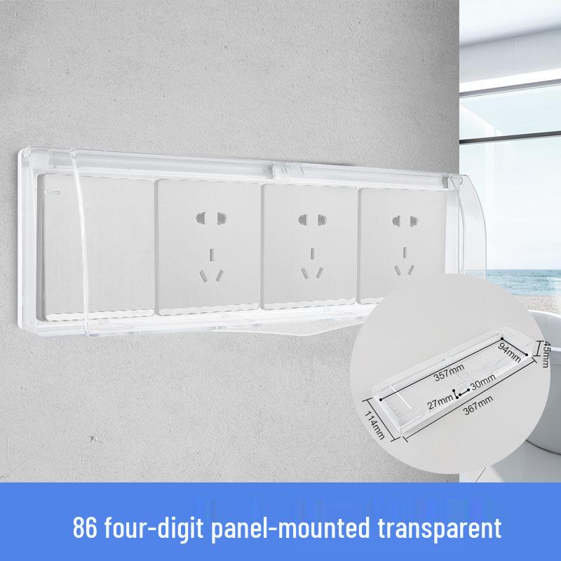 86 Type Transparent Self-Adhesive Waterproof Socket Cover for Bathroom Switches