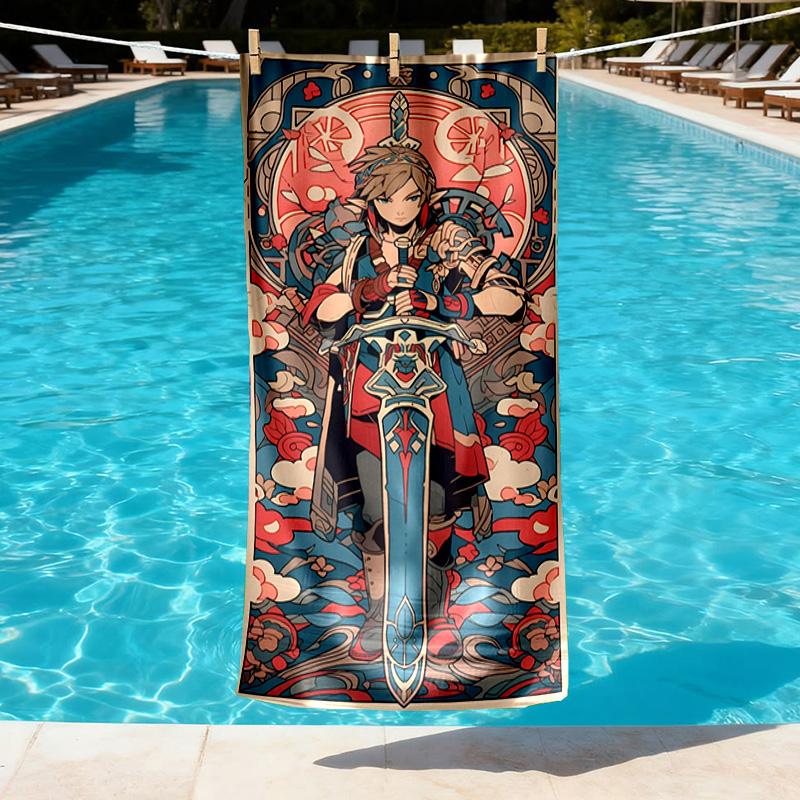 The Legend of Zelda Print Beach Towel Design, Soft, Lightweight. for Home Bathroom, Spa, Pool, Yoga, Surfing, Camping, Gift for Family, Friend