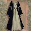 2026 Gothic Retro Medieval Lace-up Ruffle Dress - Long Sleeve Women's Performance Costume