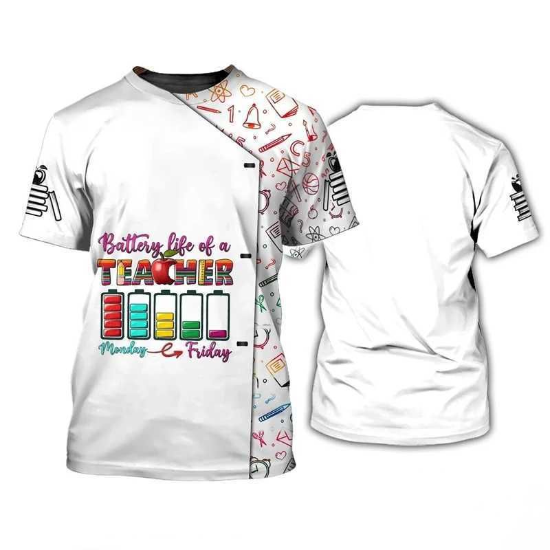 Sommer Rundhals 3D Lehrer-Themen Grafikdruck Top Modische Lässige Kurzarm Herren- und Damen-Unisex-T-Shirts