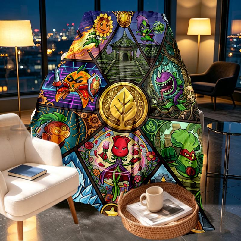 Plants VS Zombies Print Blanket - Soft & Comfortable, for Bedroom, Travel, Sofa, Home Decoration - Birthday Christmas Gift for Friend