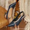 Women S Pointed Toe Backless Thin Heel High Heel Sandals Casual Versatile