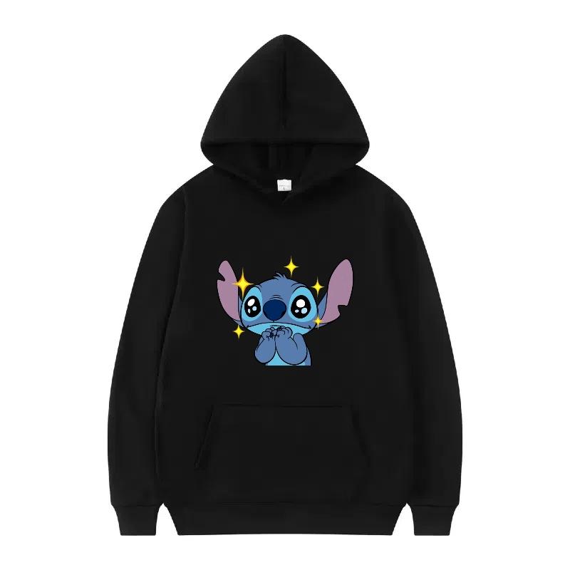Disney Stitch Pattern Women Hoodies Fashion Sporty Y2k Loose Grey Tops Clothing Pullovers Ladies Cheap Hoodies Sweatshirts