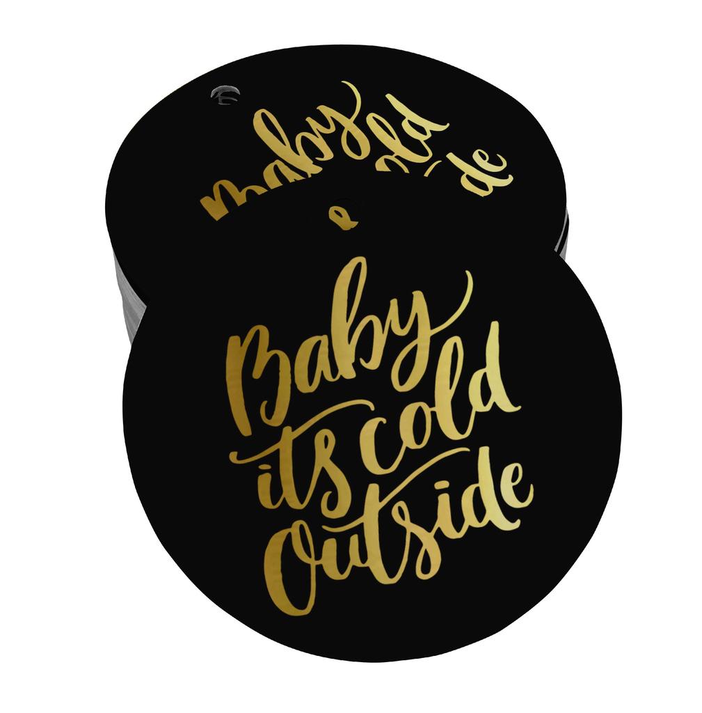 Inkdotpot Real Gold Foil Baby It's Cold Outside Baby Shower Tags Favor Hang Paper Tags 100