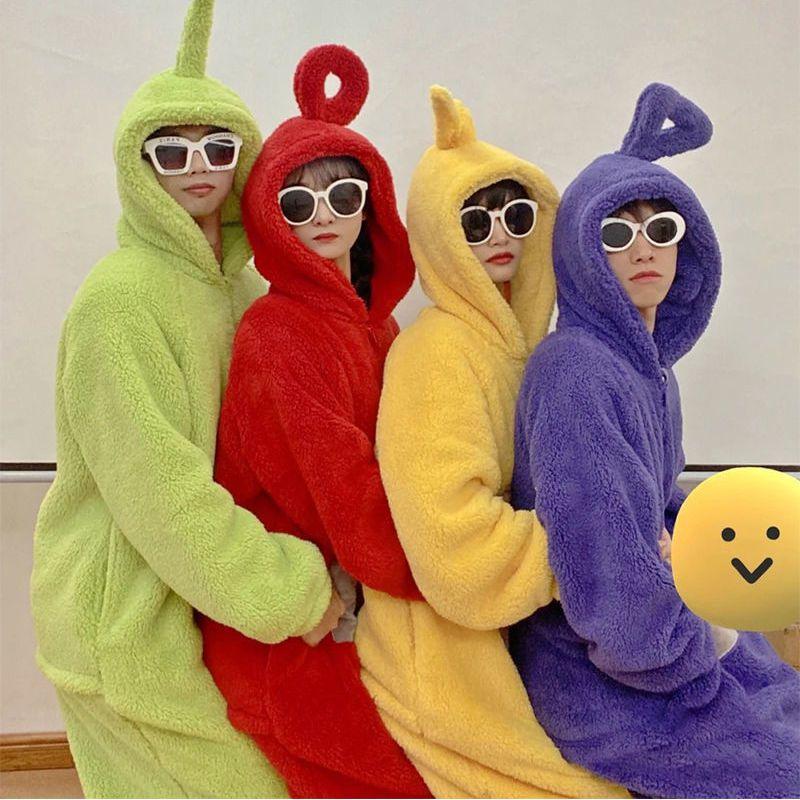Dipsy Laa Teletubbies Po Tinky Winky Cosplay Coral Velvet Sleepwear Halloween