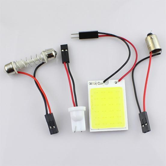 4W 12V COB Chip LED 24 SMD Car Interior Light T10 Festoon Dome Adapter Light