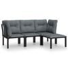 VidaXL Salon de Jardin 4 pcs, Ensemble de Meubles de Terrasse, Mobilier d'Extérieur, Chaise de Patio, Moderne, Noir et Gris 3187747
