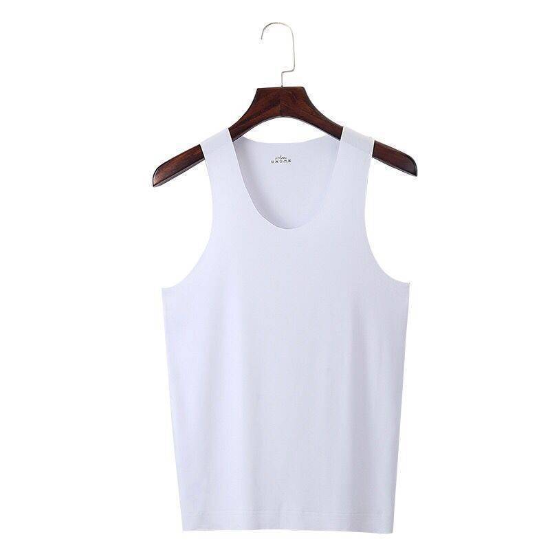 Men's borderless vest solid color sports base inner wear hurdle elastic vest sleeveless ice silk summer new