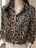 Reversdesign Damenhemd Temperament Leopardenmuster Langarm Hemd mit Knöpfen Party Pendler Mode Damen