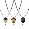 Vintage Screwable Ebony Acorn Pendant Gawu Box Long Necklace Pine Acorn Design