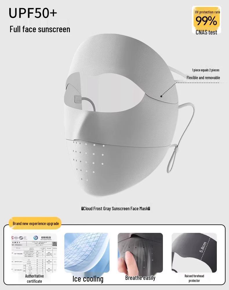 

Women s Traceless UV-Protection Ice Silk Facekini With Detachable Face Shield
