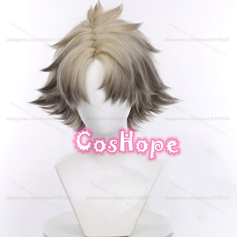 Perruque Cosplay Rudo 25cm Courte Couleur Mixte Perruque Cosplay Anime Synthétique Résistante à la Chaleur pour Fête d'Halloween Costume One Size gray