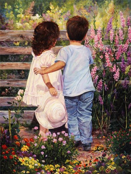 Full Drill Diamond Painting Children Diamond Embroidery Garden Mosaic Portrait Cross Stitch Children's Room Decor