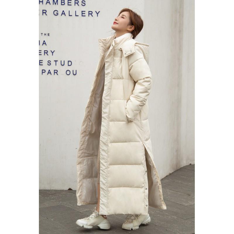 Womens Oversized Long Puffer Coat Winter Warm Hooded Cotton-Padded Jacket Loose Fit Plus Size