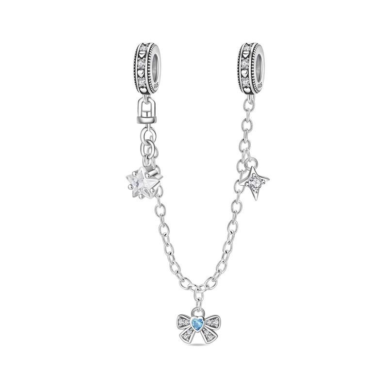 Copper Sun And Moon Plum Blossom Safety Chain Piece Bead Charms For 3Mm Original Bracelets Diy Jewelry Birthday Crafting